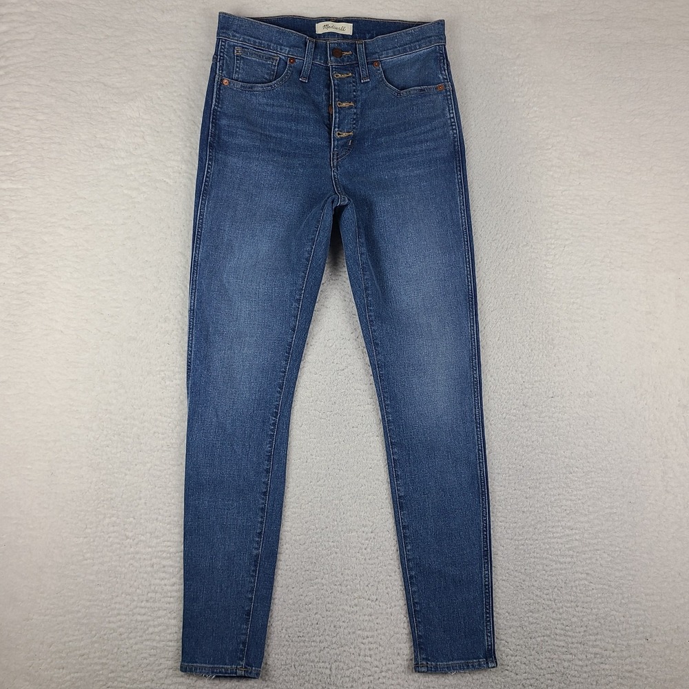Madewell Jeans Womens 28x30 Blue 10" High Rise Skinny Medium Wash Button Denim